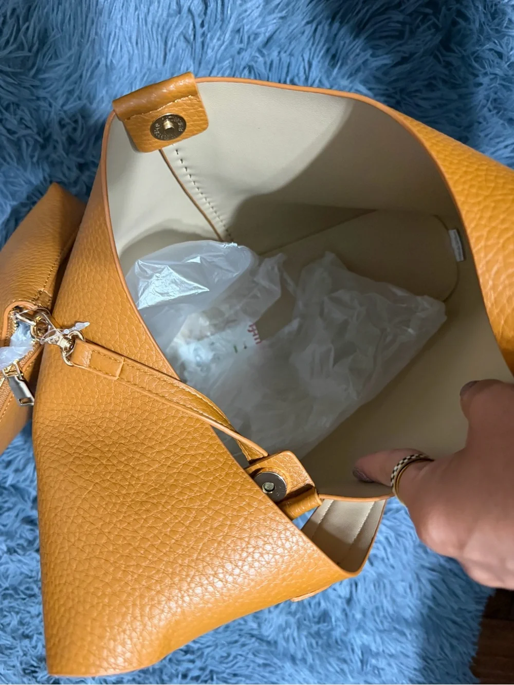 Women’s Shoulder Bag in Mustard Yellow - Sleek Pebbled Leather Tote